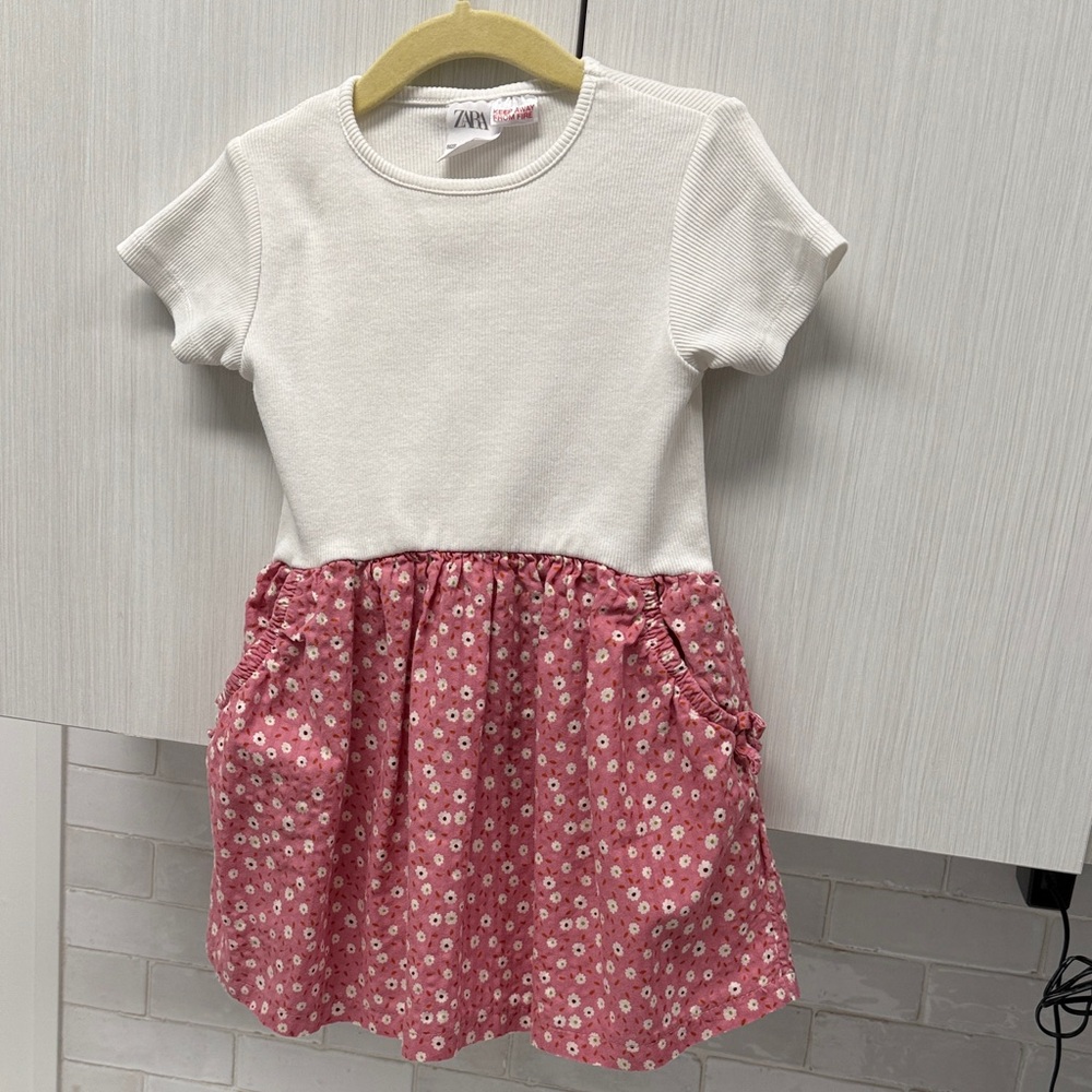 Zara Kids White and Pink Floral Dress